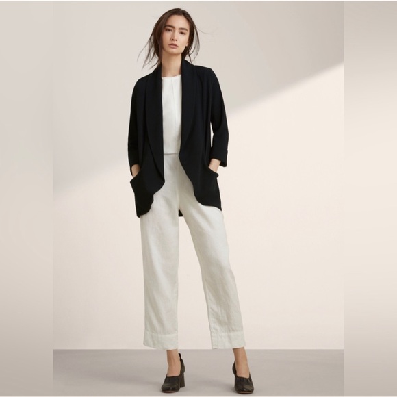 Aritzia Wilfred Blazer Jacket Chevalier Black Open Front Crepe Size 8 - Picture 6 of 15